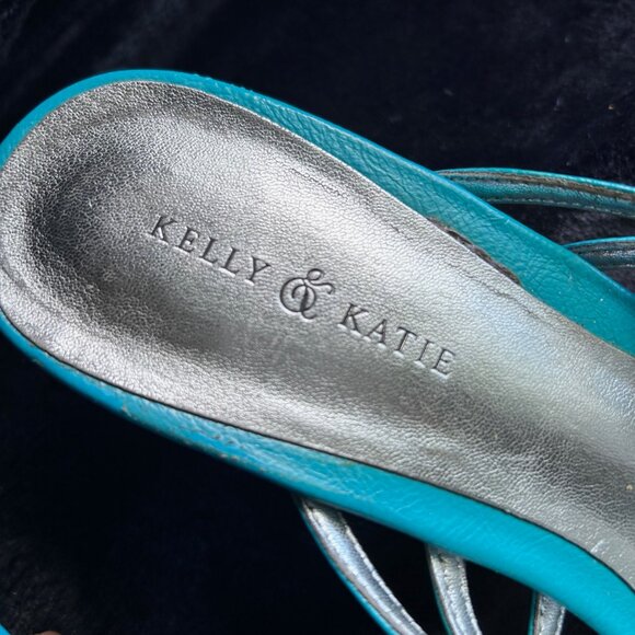 Turquoise Kitten heel thong sandals Size 8.5 - Picture 4 of 10